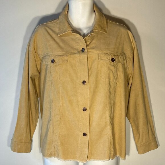 HYFVE SZM Corduroy pale yellow button front shirt jacket or shacket street style - Picture 1 of 9